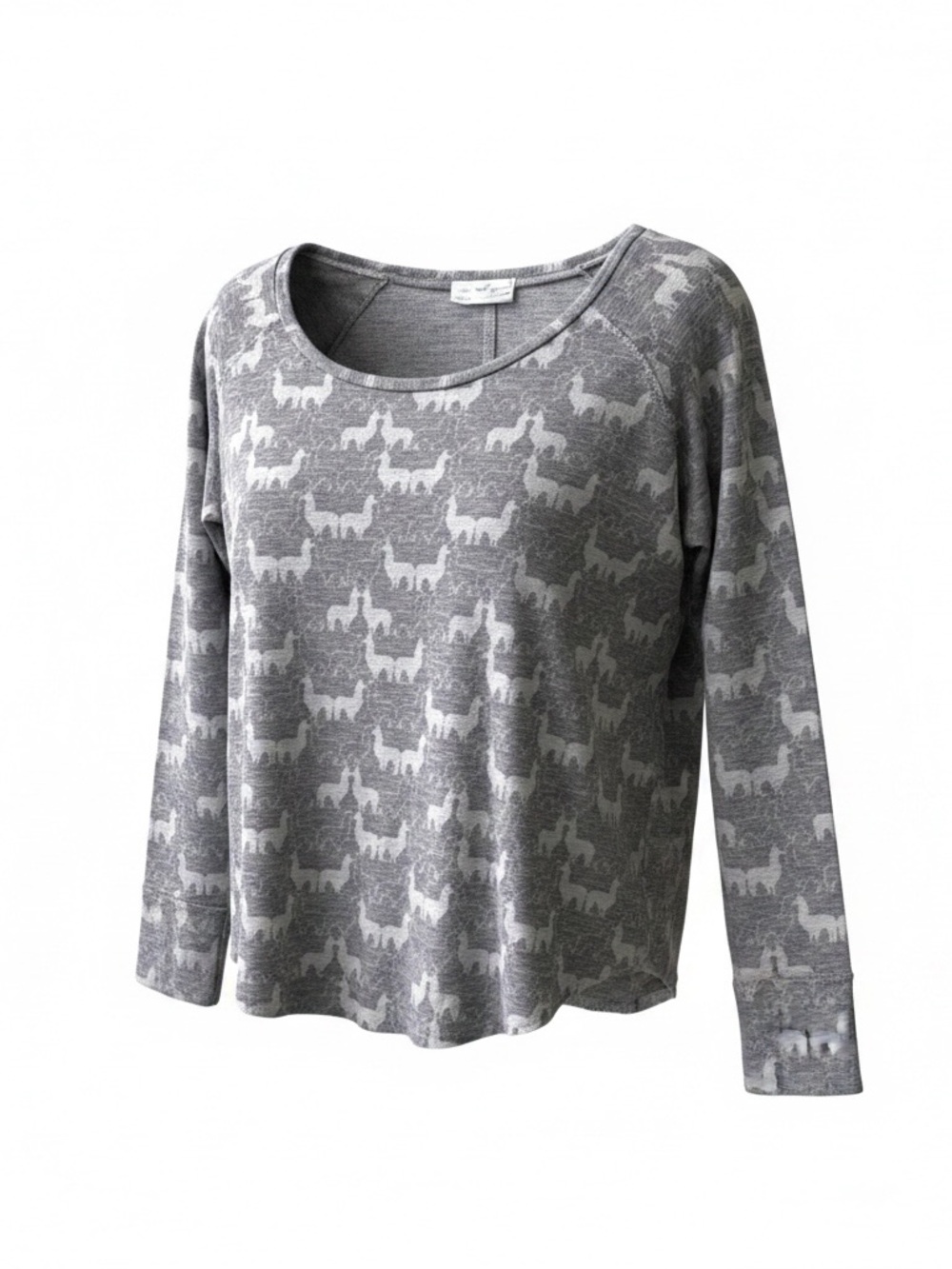 Stem Top Womens Medium Waffle Knit Gray White Alpacas